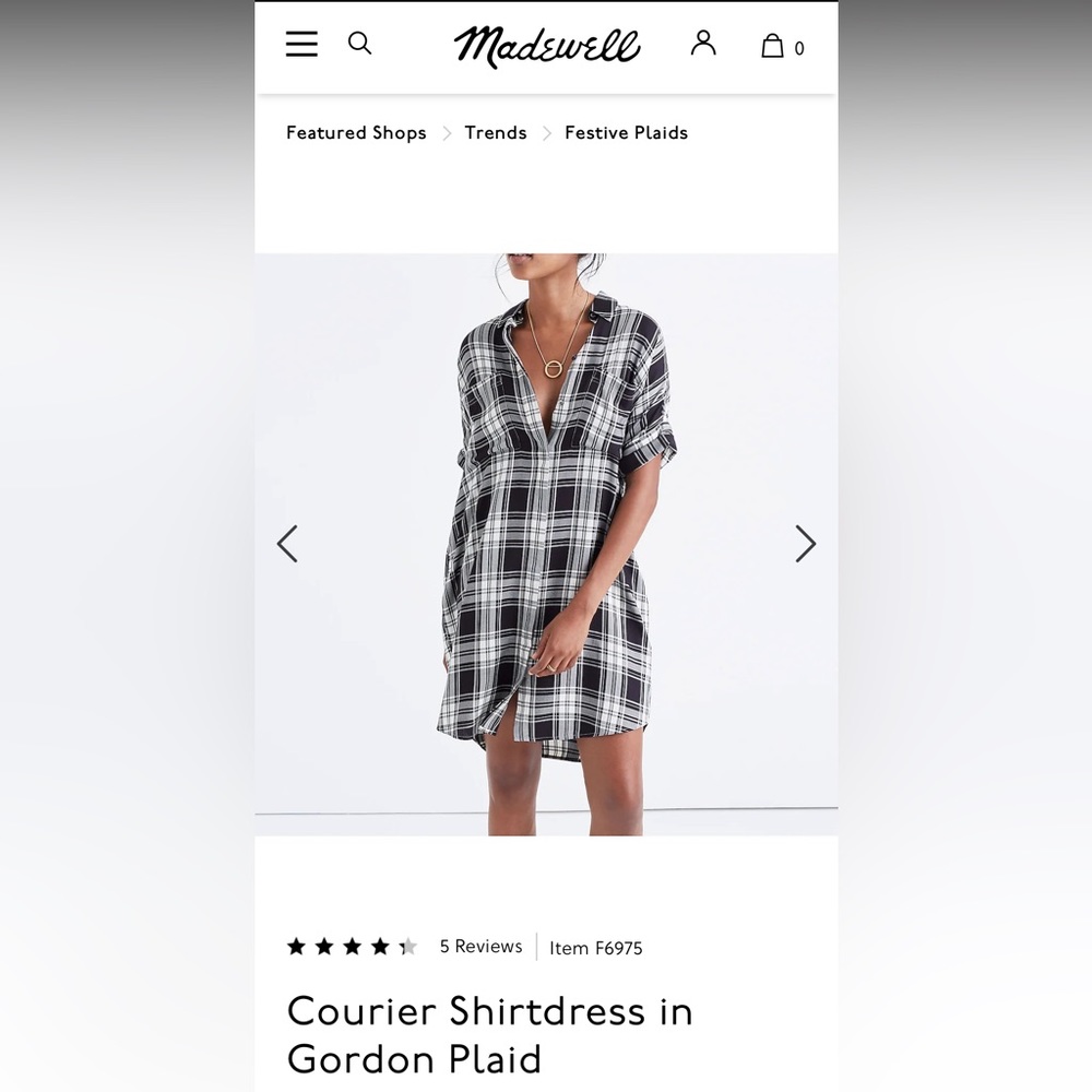 Madewell Courier Shirt Dress in Black and White Courier Plaid